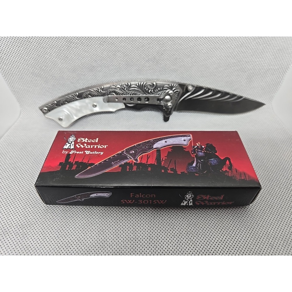Steel Warrior Pearlex Inlay Spring Assisted Knife 4 5/8 Closed